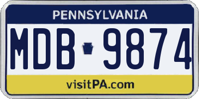 PA license plate MDB9874