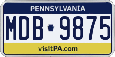 PA license plate MDB9875