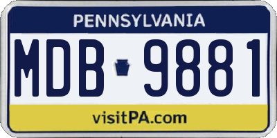 PA license plate MDB9881