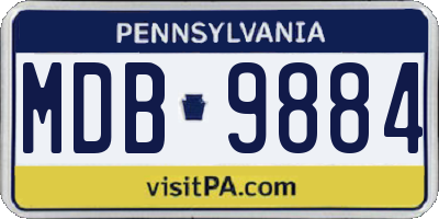 PA license plate MDB9884