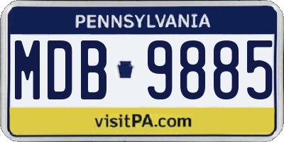 PA license plate MDB9885