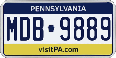 PA license plate MDB9889