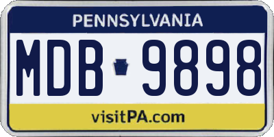 PA license plate MDB9898
