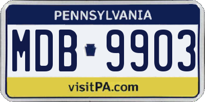 PA license plate MDB9903
