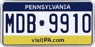 PA license plate MDB9910