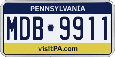 PA license plate MDB9911
