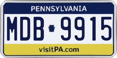 PA license plate MDB9915