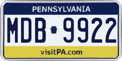 PA license plate MDB9922