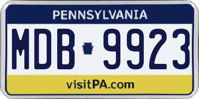 PA license plate MDB9923