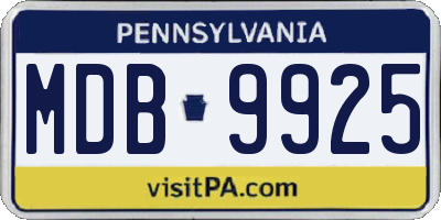 PA license plate MDB9925