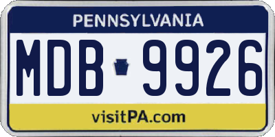 PA license plate MDB9926