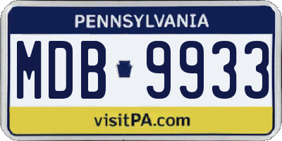 PA license plate MDB9933