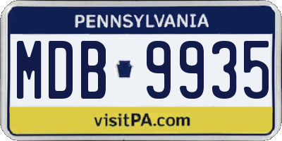 PA license plate MDB9935