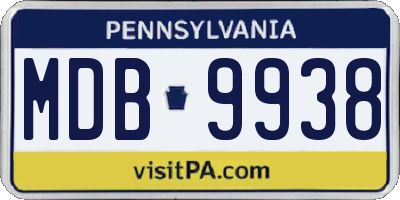 PA license plate MDB9938
