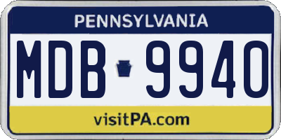PA license plate MDB9940