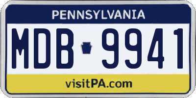 PA license plate MDB9941