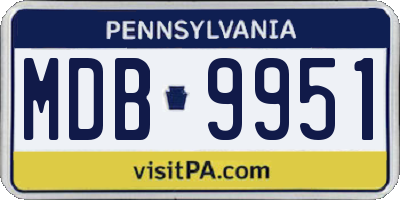 PA license plate MDB9951