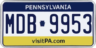 PA license plate MDB9953