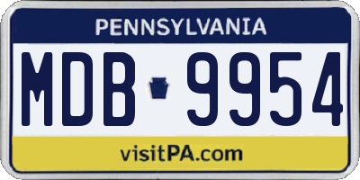 PA license plate MDB9954