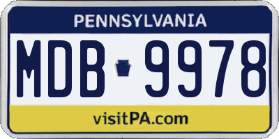 PA license plate MDB9978