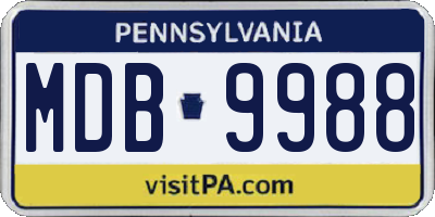 PA license plate MDB9988