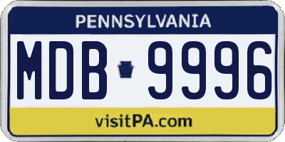 PA license plate MDB9996