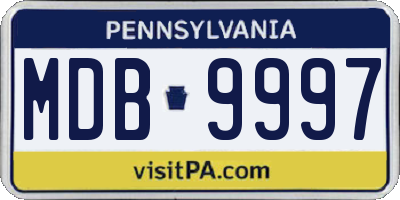 PA license plate MDB9997