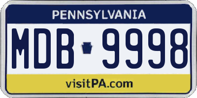 PA license plate MDB9998