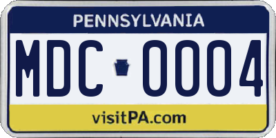 PA license plate MDC0004