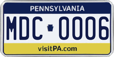 PA license plate MDC0006
