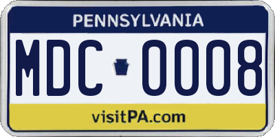 PA license plate MDC0008