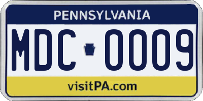 PA license plate MDC0009