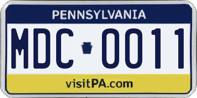 PA license plate MDC0011