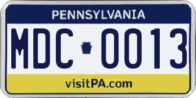PA license plate MDC0013
