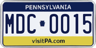 PA license plate MDC0015