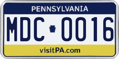 PA license plate MDC0016