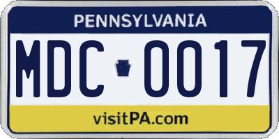PA license plate MDC0017