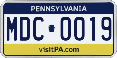 PA license plate MDC0019