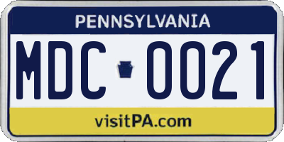 PA license plate MDC0021
