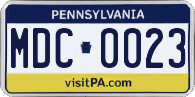 PA license plate MDC0023