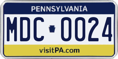 PA license plate MDC0024
