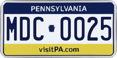 PA license plate MDC0025
