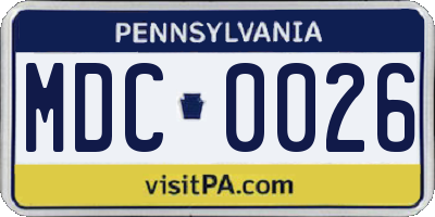 PA license plate MDC0026