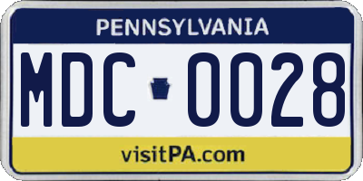 PA license plate MDC0028