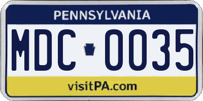 PA license plate MDC0035