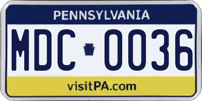 PA license plate MDC0036
