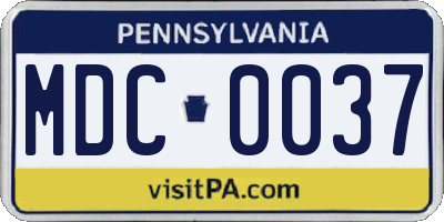 PA license plate MDC0037
