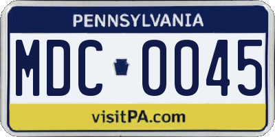 PA license plate MDC0045