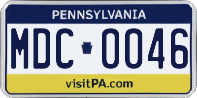 PA license plate MDC0046