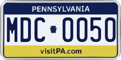 PA license plate MDC0050
